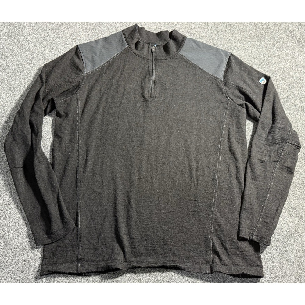 KUHL Stellr Mens Size Large 100% Merino Wool 1/4 Zip Long Sleeve Pullover